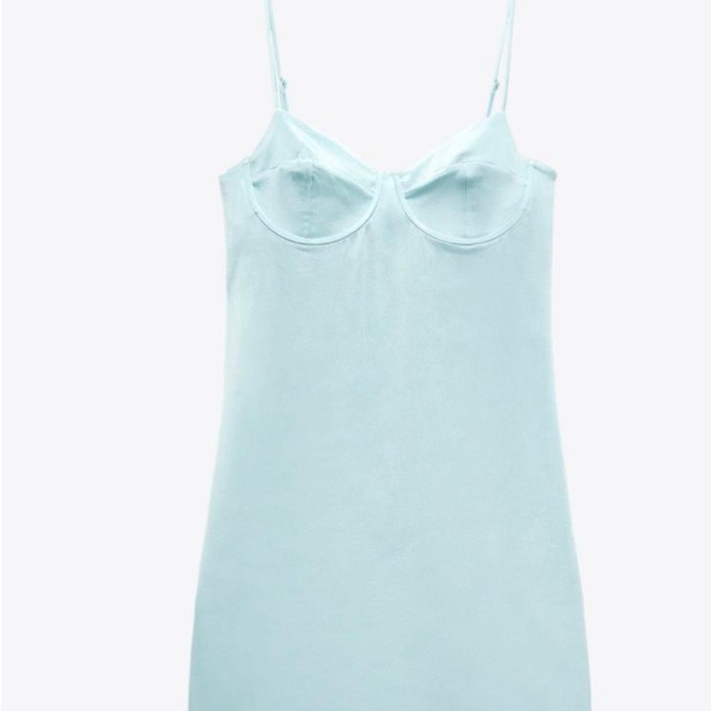 Zara Light Blue Satin Dress
